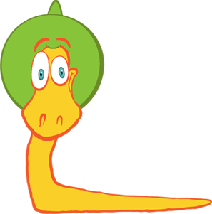 A cartoon of a dinosaur with a green hat.